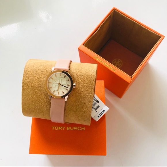 TORY BURCH Gigi Pink Leather Strap Watch 28mm NWT - Picture 3 of 14